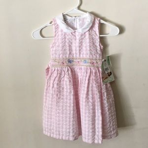 Bonnie Jean pink seersucker smocked dress NEW 4